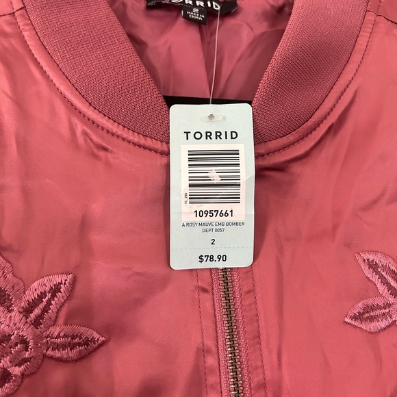 Torrid mauve embroidered bomber jacket - Picture 6 of 7